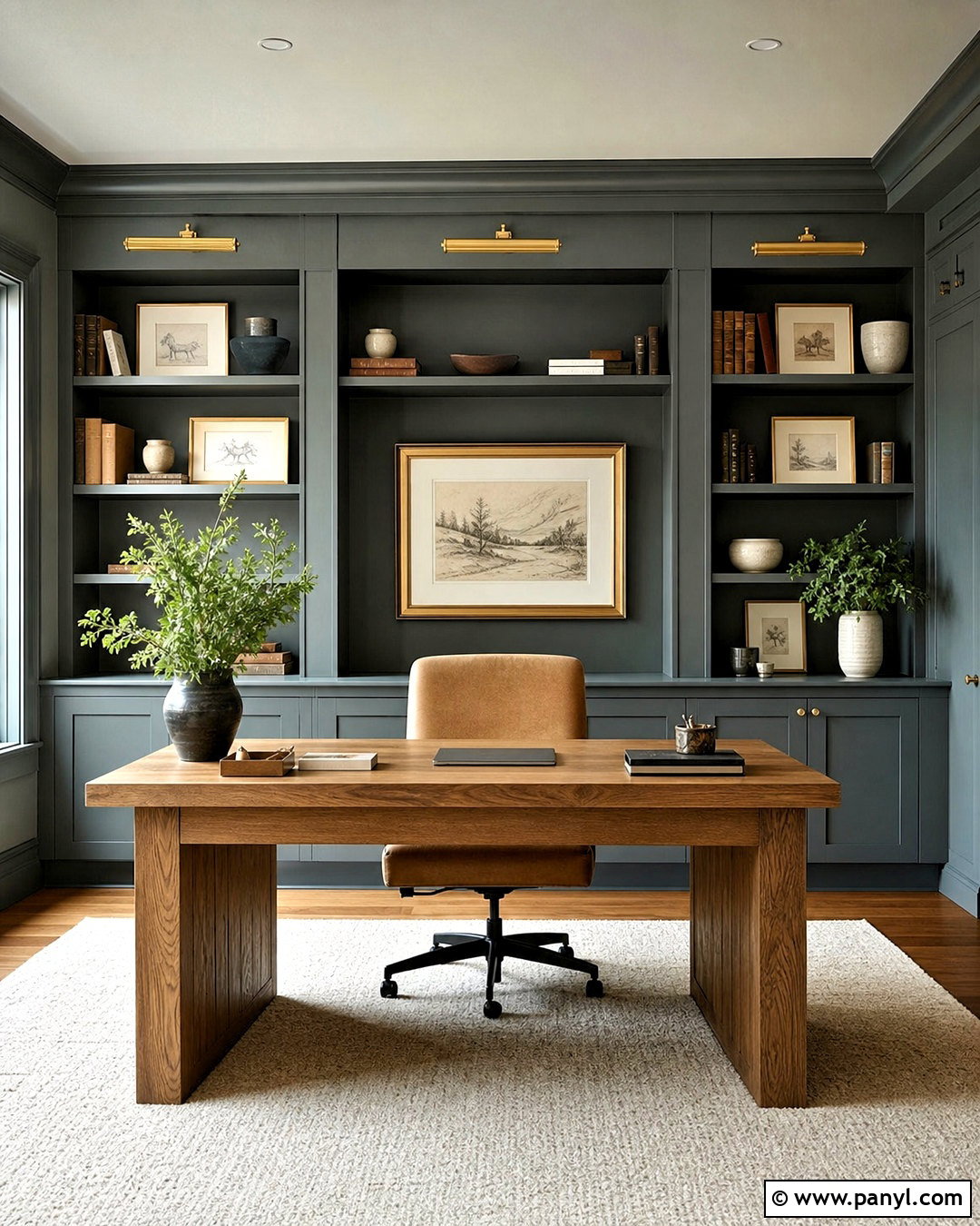 Silvermist Home Office With Built-Ins - 20 silvermist sherwin williams ideas