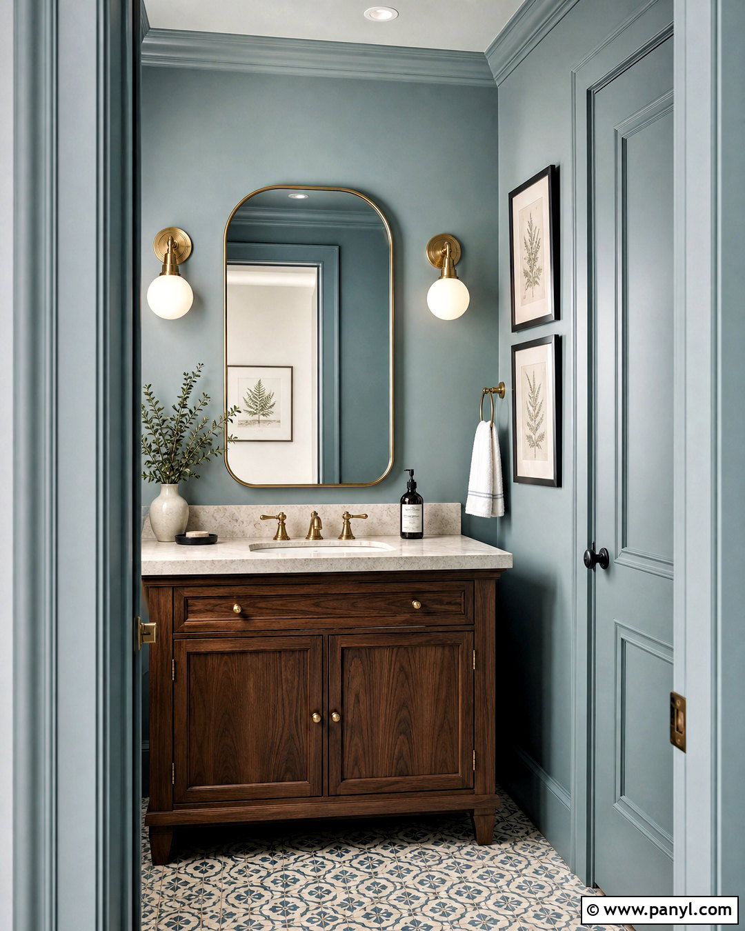 Silvermist Powder Room With Brass - 20 sw silvermist ideas
