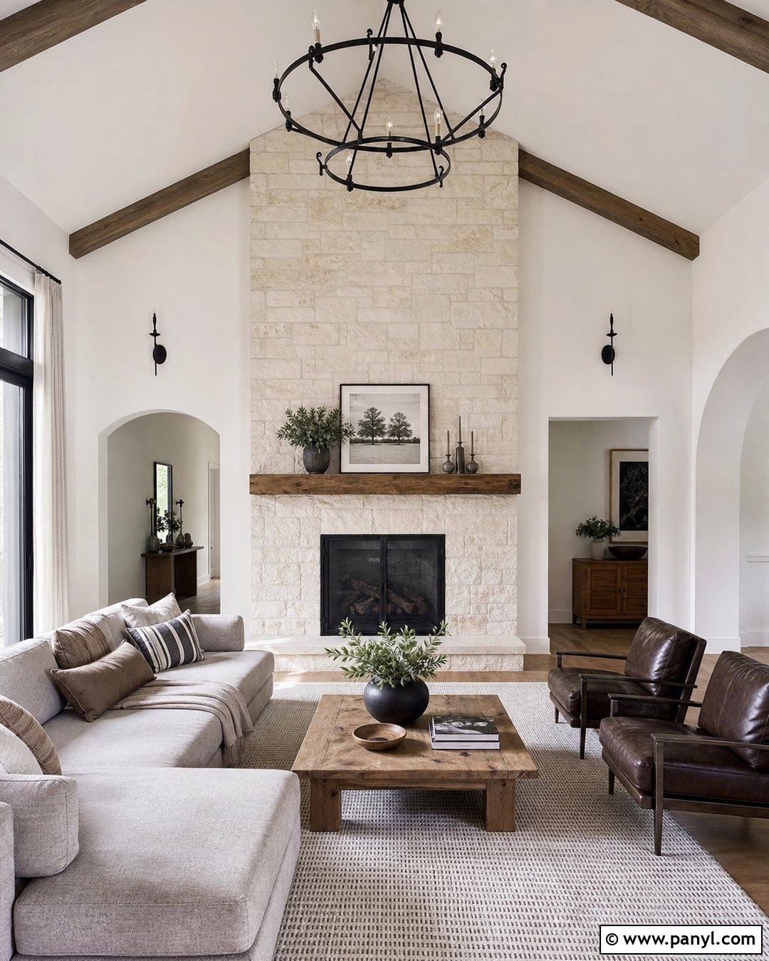 Simply White Walls With a Stone Fireplace - 30 simply white benjamin moore walls