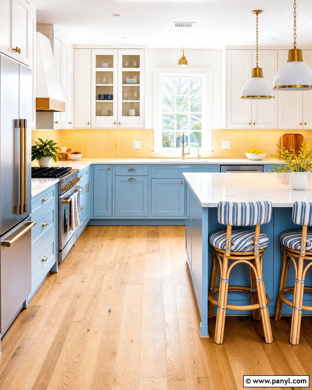 Sky Blue And Butter Yellow Kitchen - 20 interior room color combination ideas