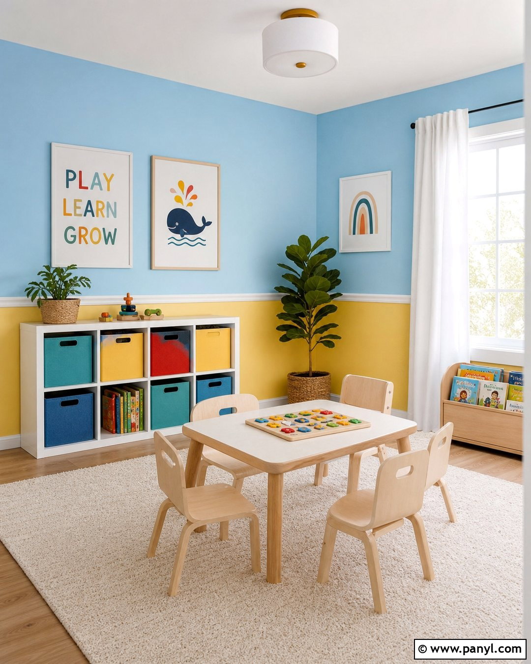 Sky Blue And Butter Yellow Two Tone Walls - 45 two tone walls