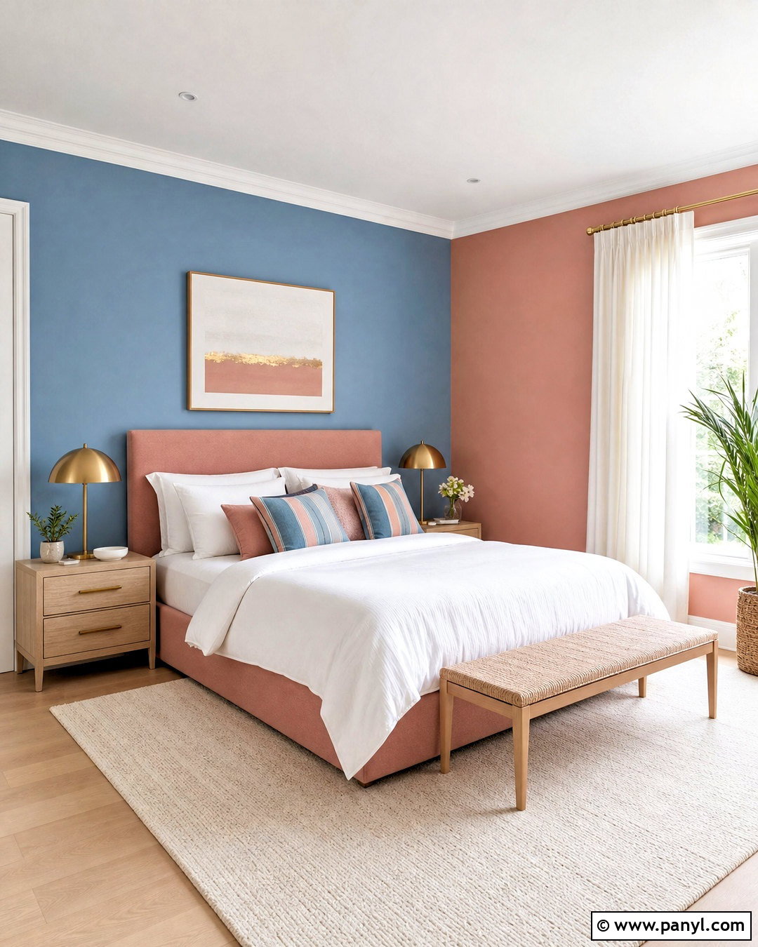 Sky Blue And Clay Pink Bedroom Walls - 20 two colour combination for bedroom walls