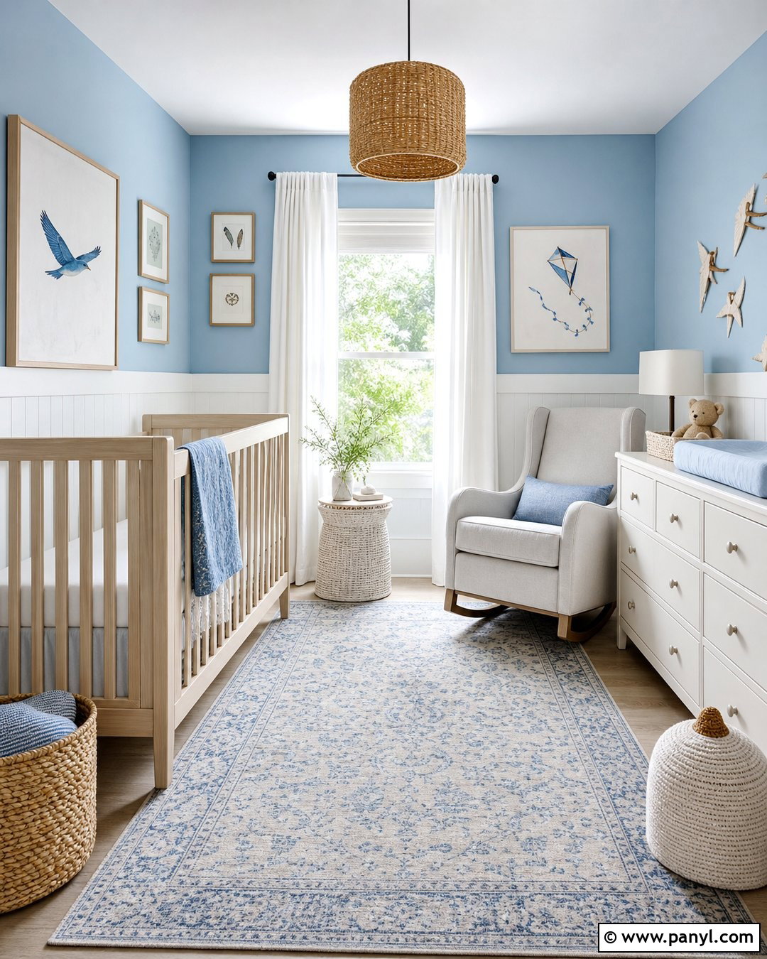 Sky Blue And Cloud White Nursery Walls - 25 Two Tone Nursery Walls