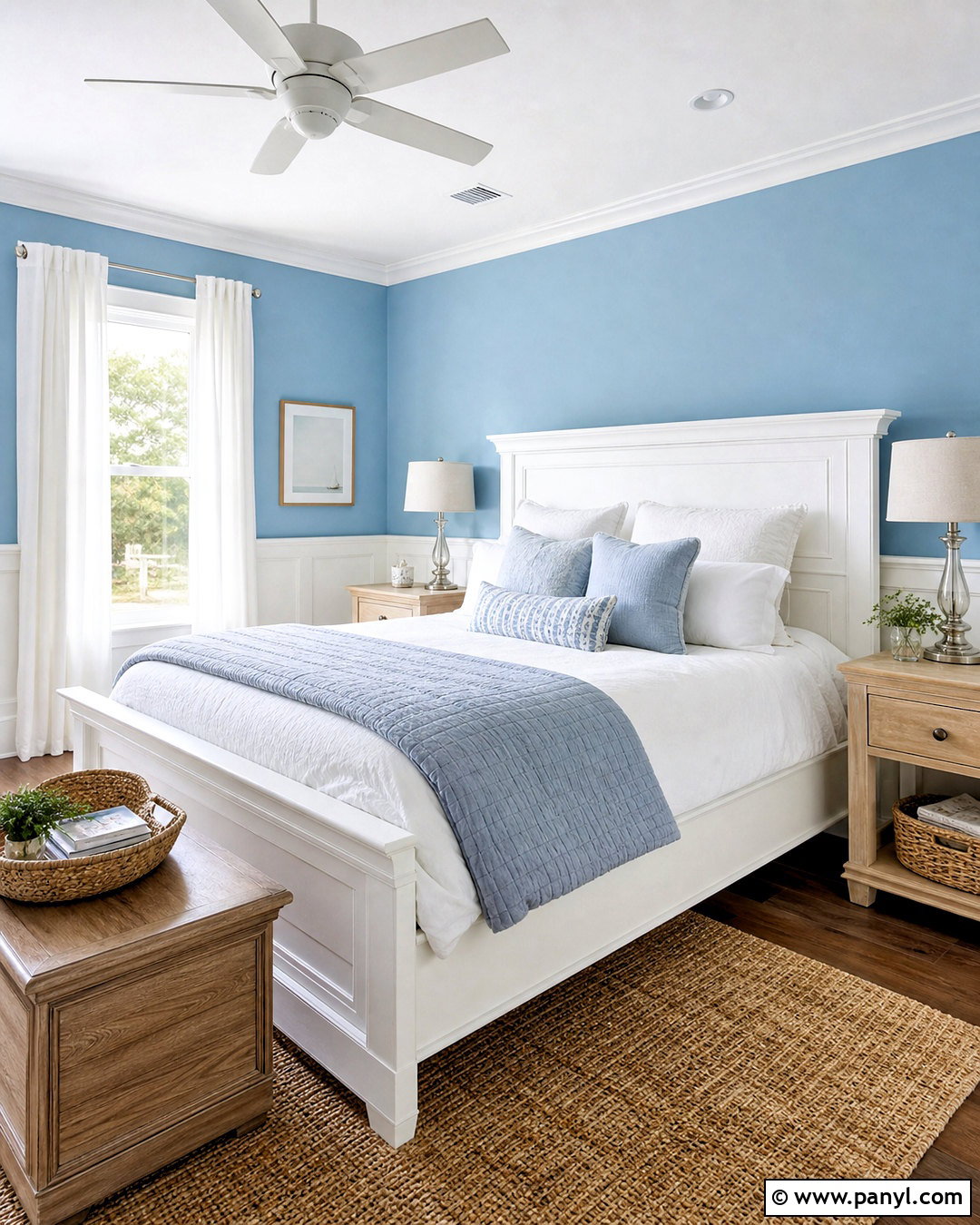 Sky Blue And Crisp White Bedroom Walls - 20 bedroom wall colour combination ideas