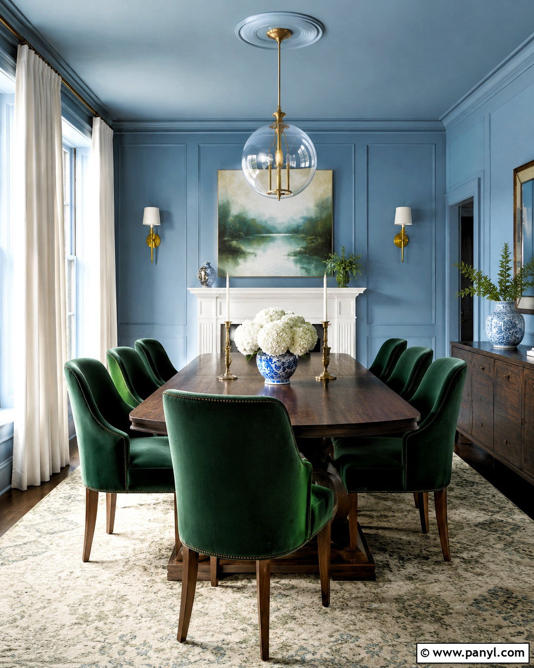 Sky Blue And Emerald Green Dining Room - 20 blue and green color scheme ideas