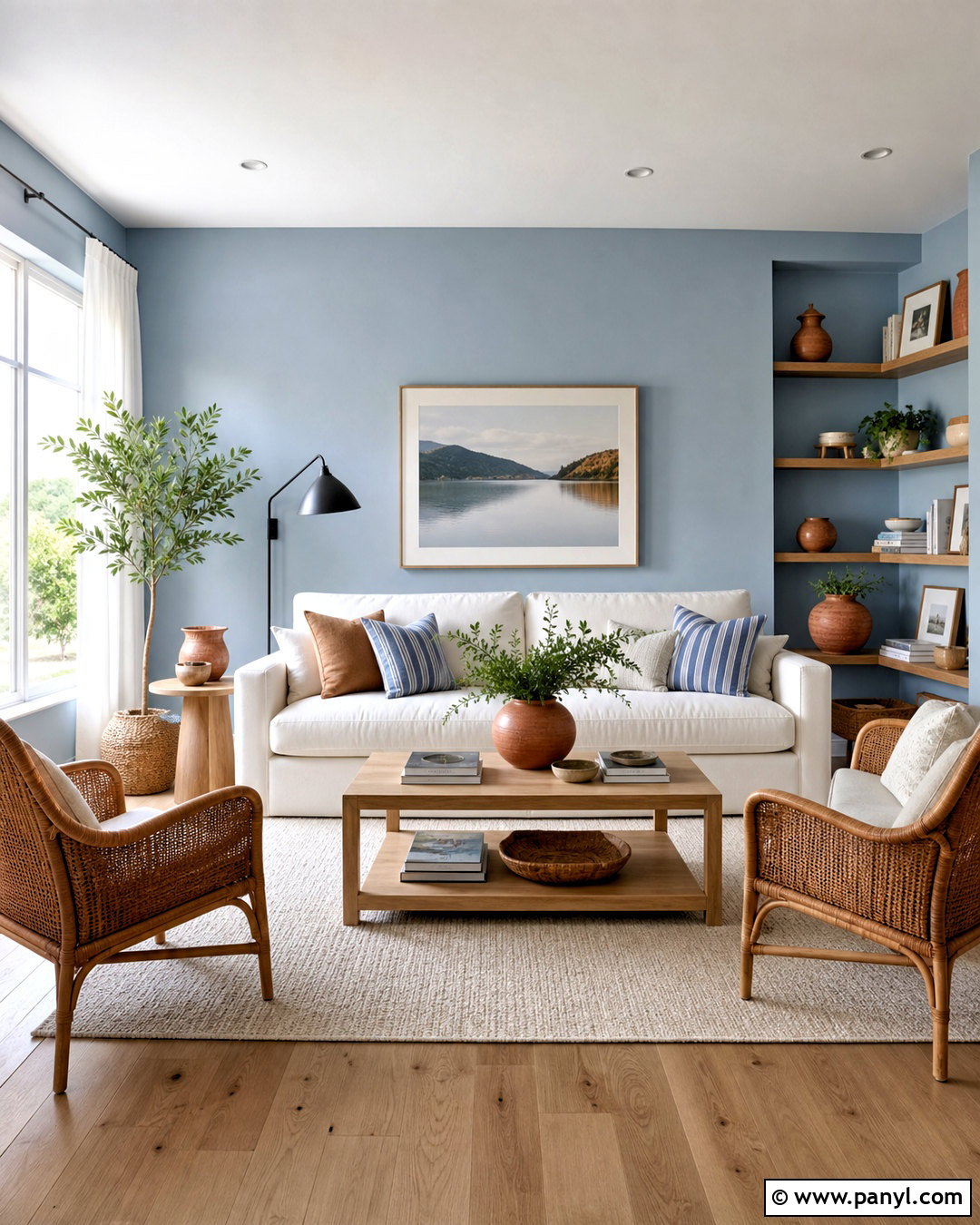 Sky Blue And Natural Wood Sitting Room - 20 sitting room colour ideas