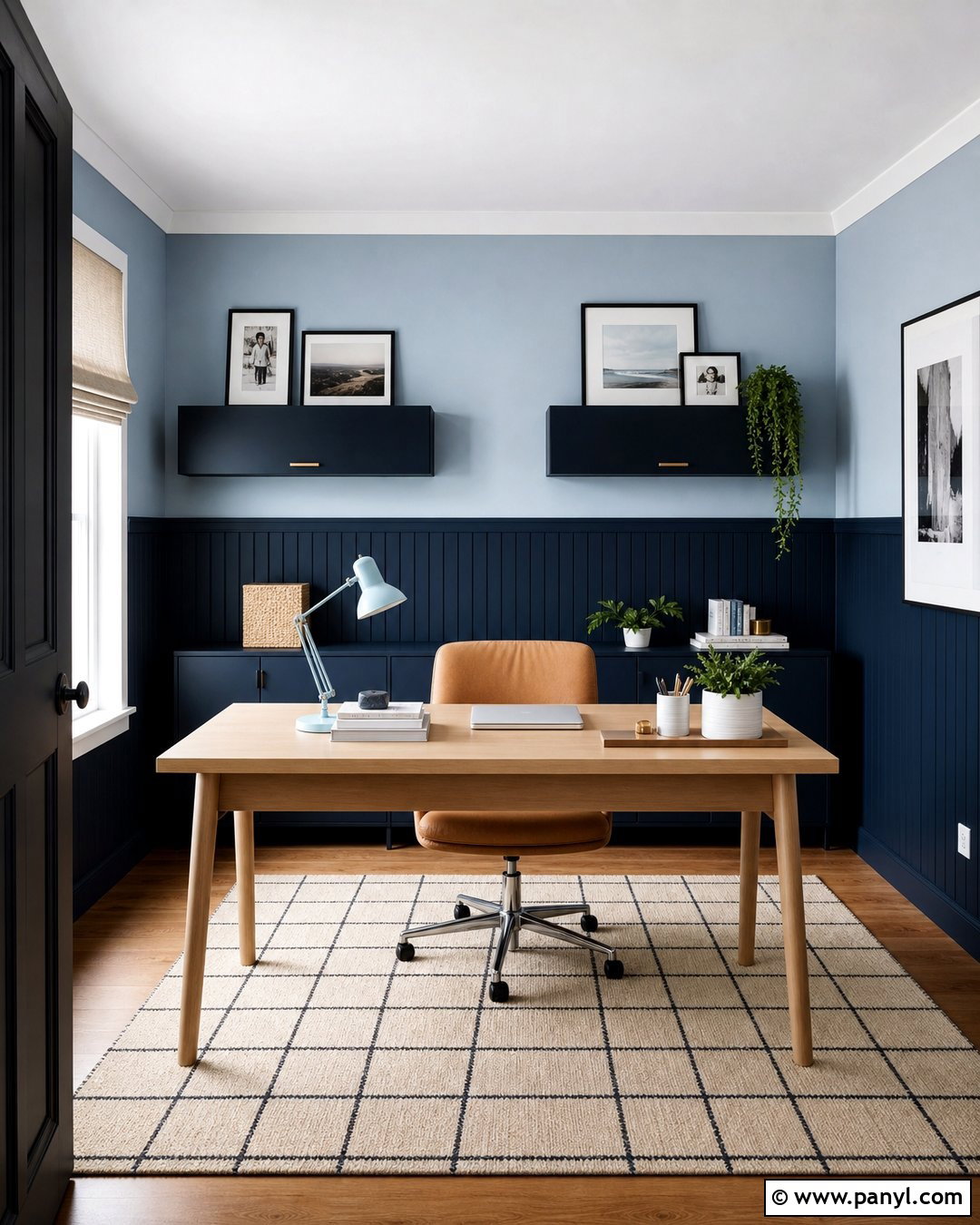 Sky Blue And Navy Two Color Wall - 25 2 Color Wall ideas