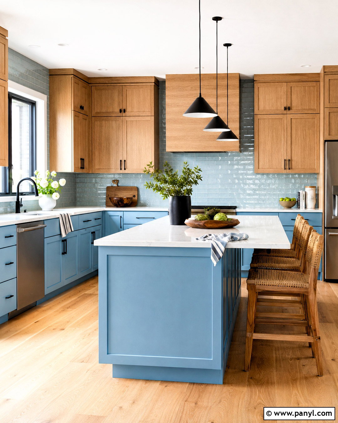Sky Blue And Oak Kitchen - 20 kitchen color themes