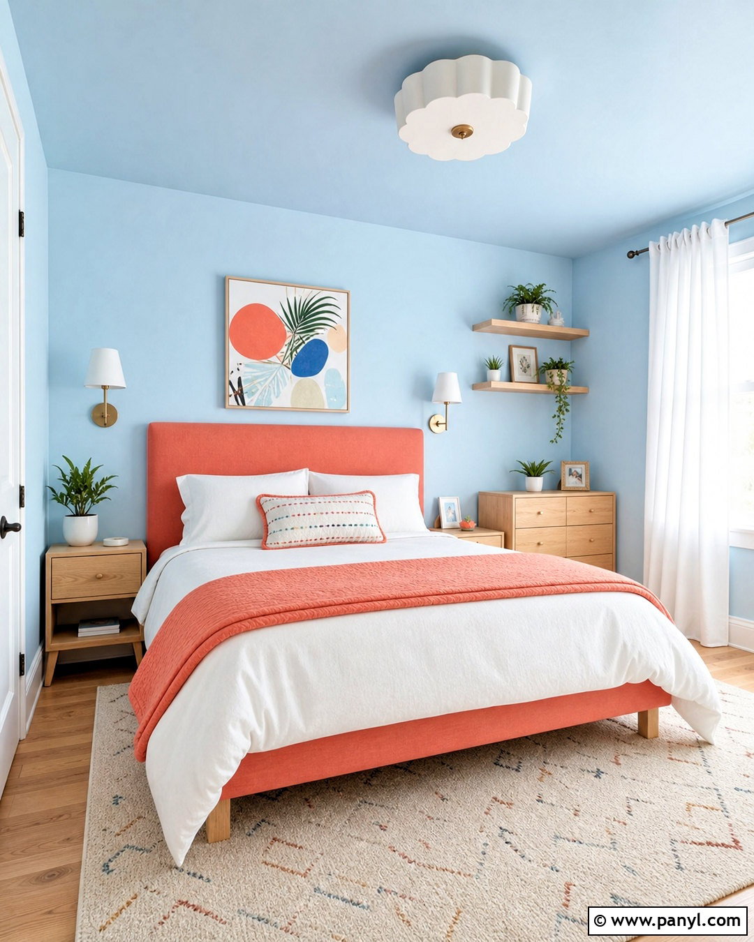 Sky Blue And Soft Coral Small Bedroom - 20 small bedroom colour ideas