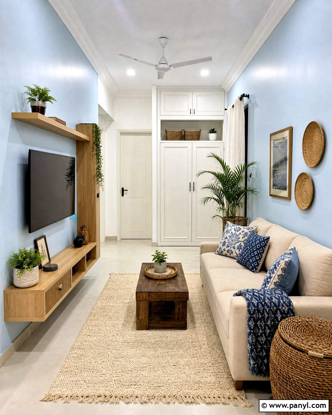 Sky Blue And Warm White Hall Colour - 20 hall colour ideas indian ideas