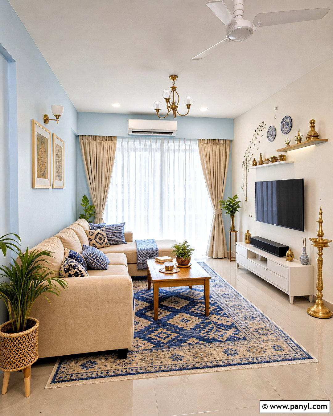 Sky Blue And Warm White Hall Paint - 20 hall colour paint living rooms indian ideas