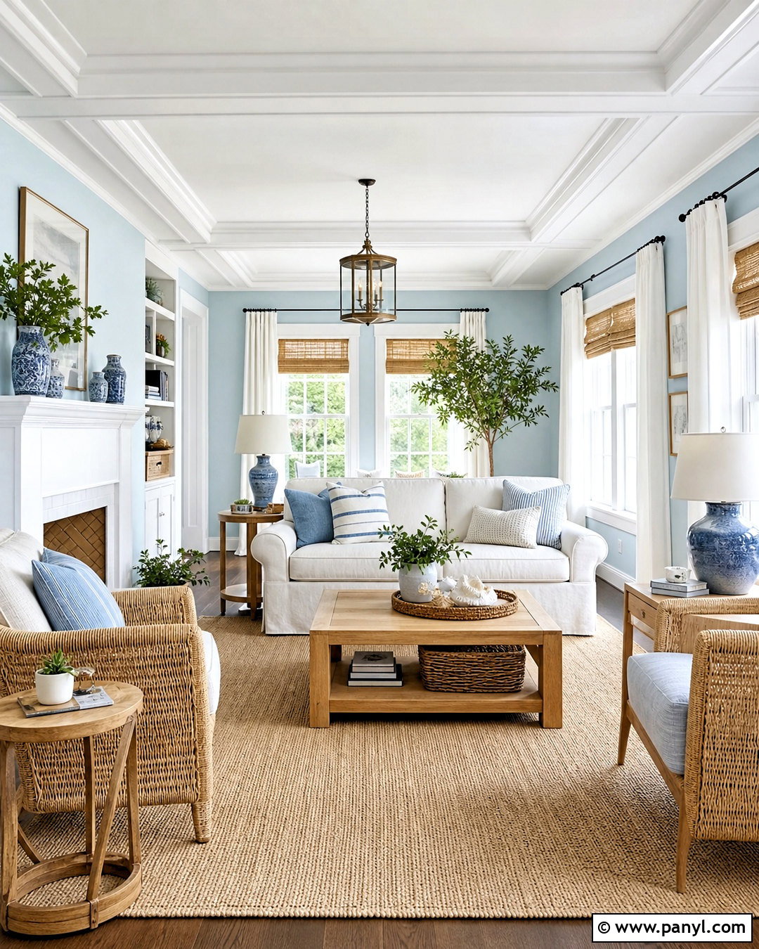 Sky Blue And Warm White Hall Room - 20 hall room color ideas