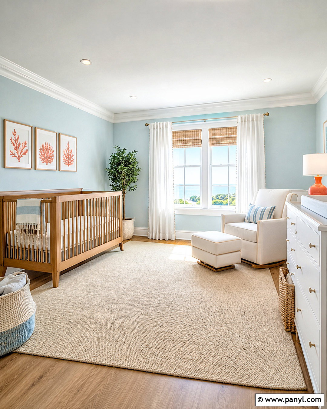 Sky Blue And Warm White Nursery Palette - 20 nursery color palette ideas