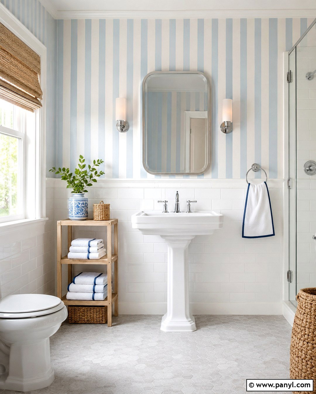 Sky Blue And White Striped Wall - 20 Striped Wall Paint Colors