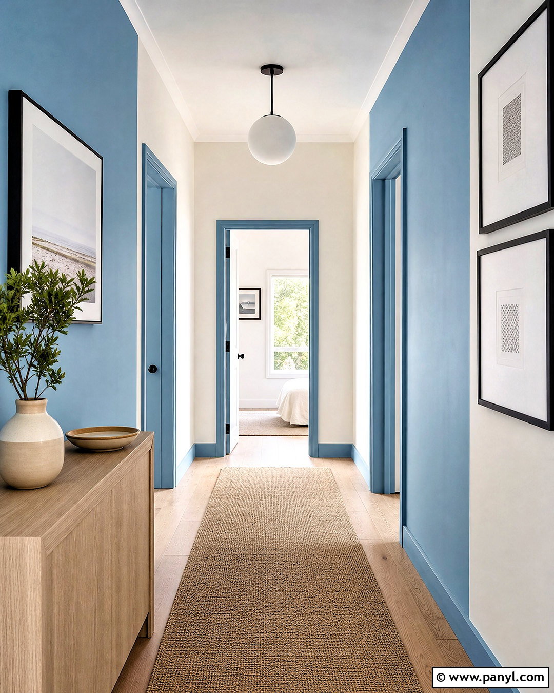 Sky Blue And White Vertical Two Tone Hallway Walls - 20 two tone painted walls