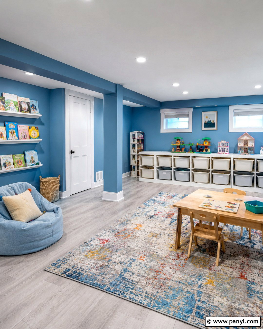 Sky Blue Basement Playroom - 20 Basement Blue Walls