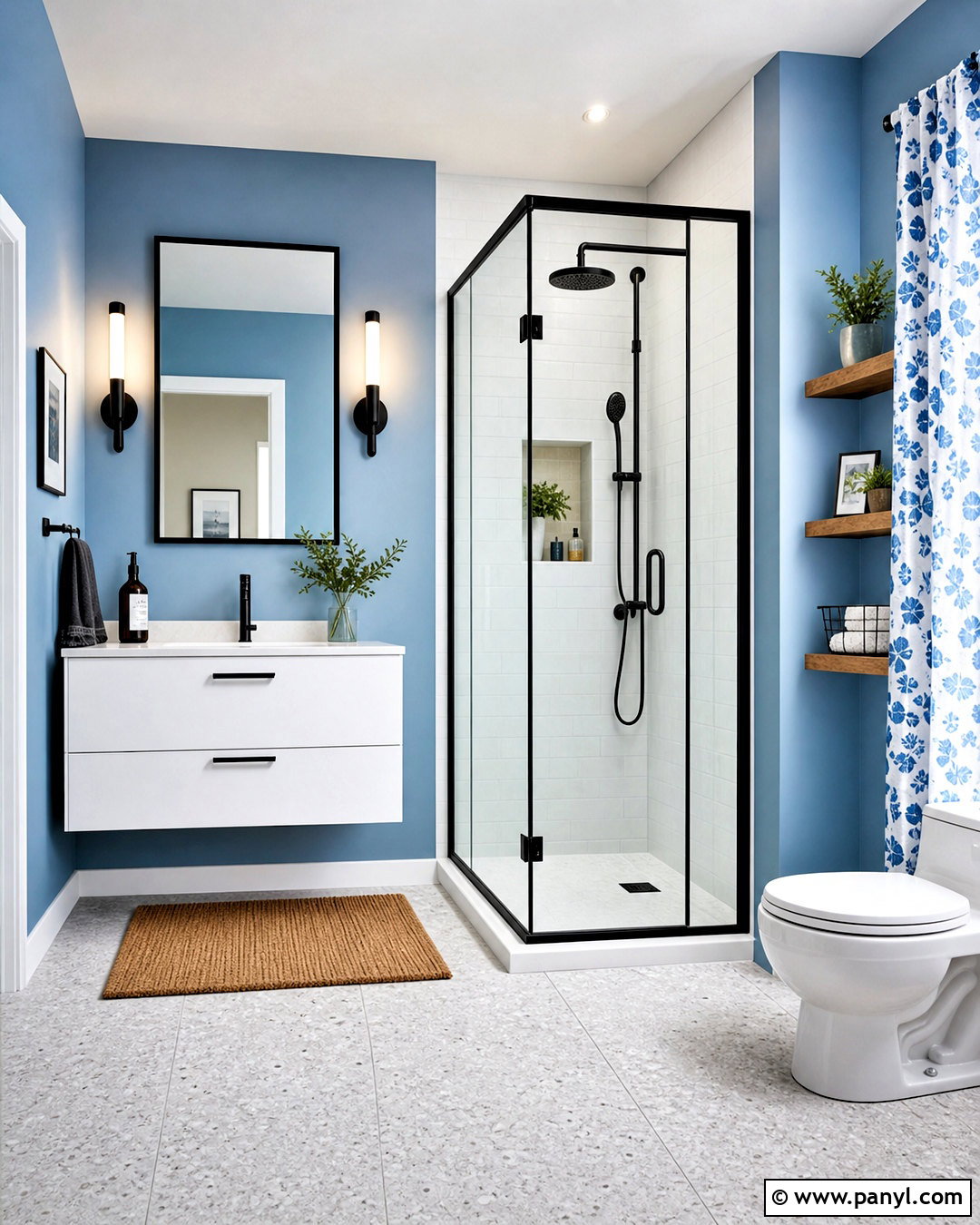 Sky Blue Bathroom With Black Accents - 20 sky blue bathroom ideas