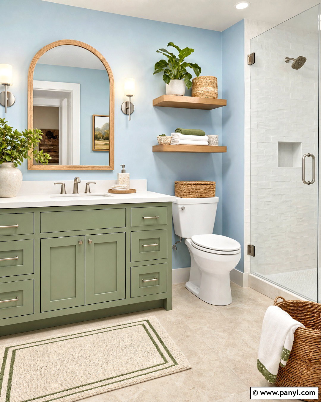 Sky Blue Bathroom With Green Accents - 20 sky blue bathroom ideas
