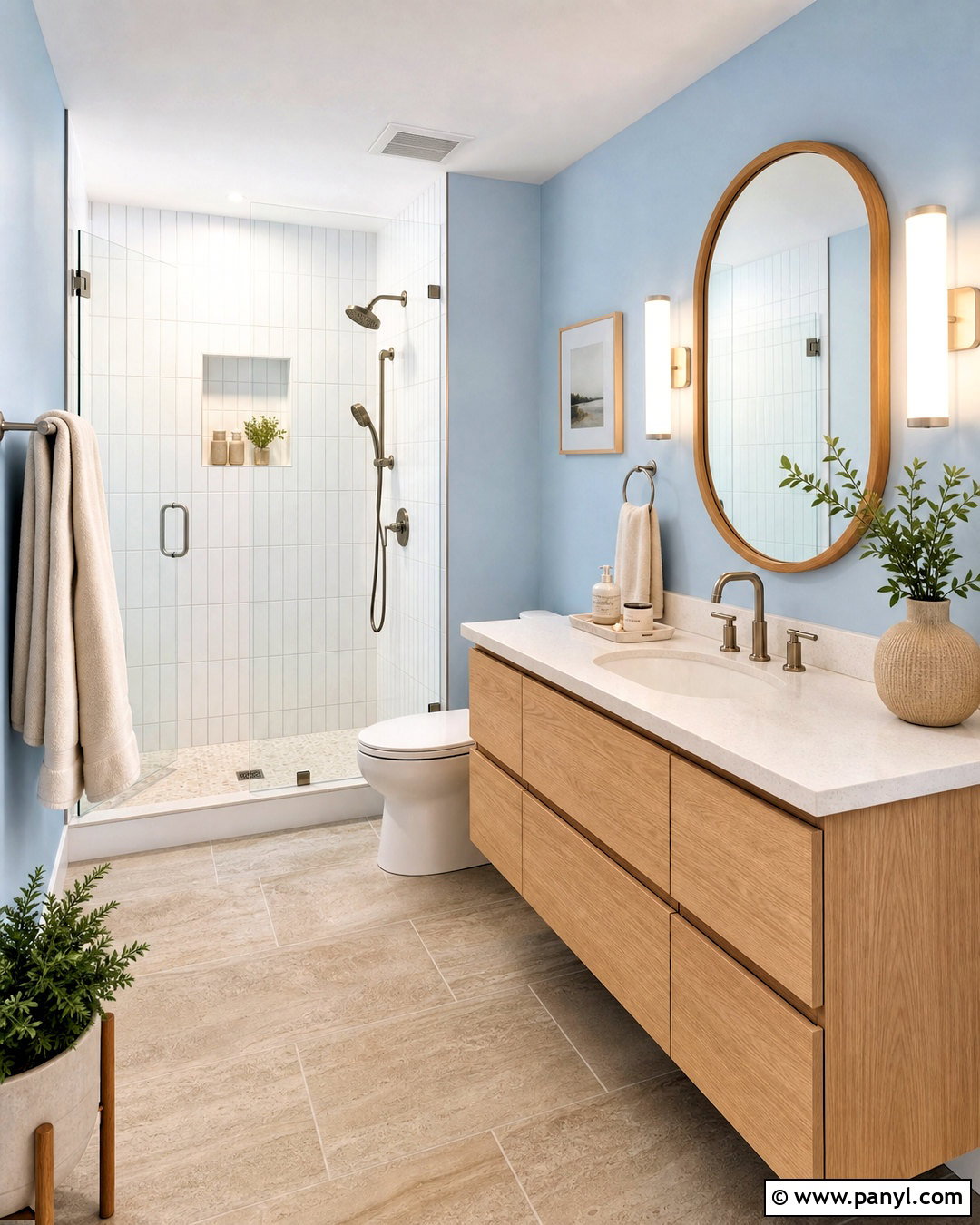 Sky Blue Bathroom With Light Wood Vanity - 20 sky blue bathroom ideas