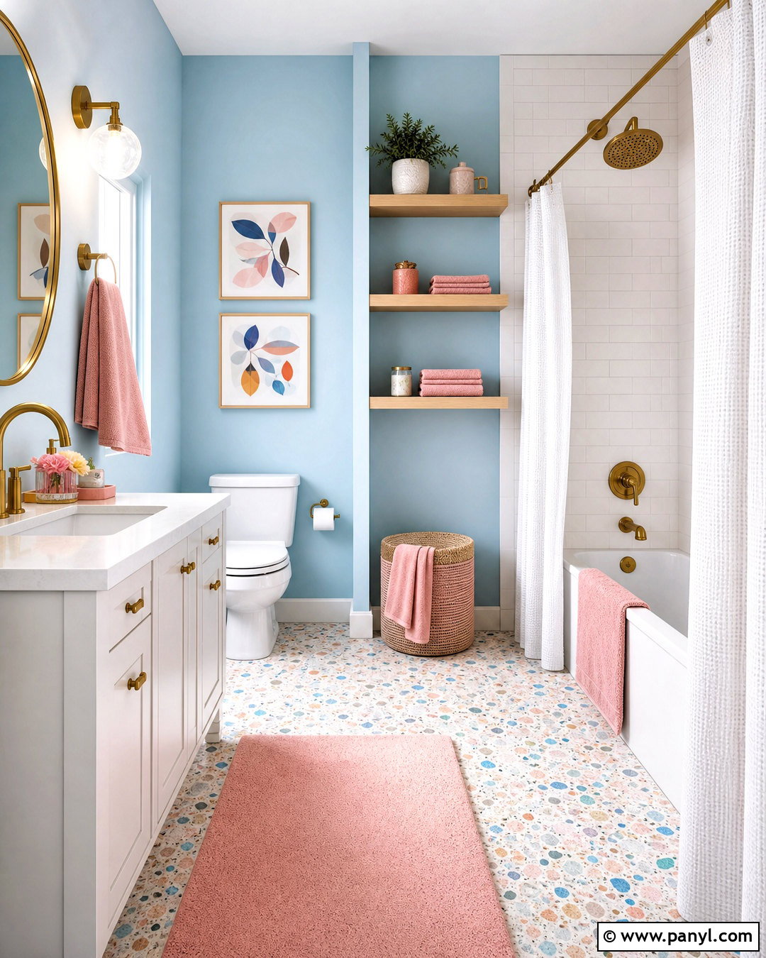 Sky Blue Bathroom With Pink Accents - 20 sky blue bathroom ideas