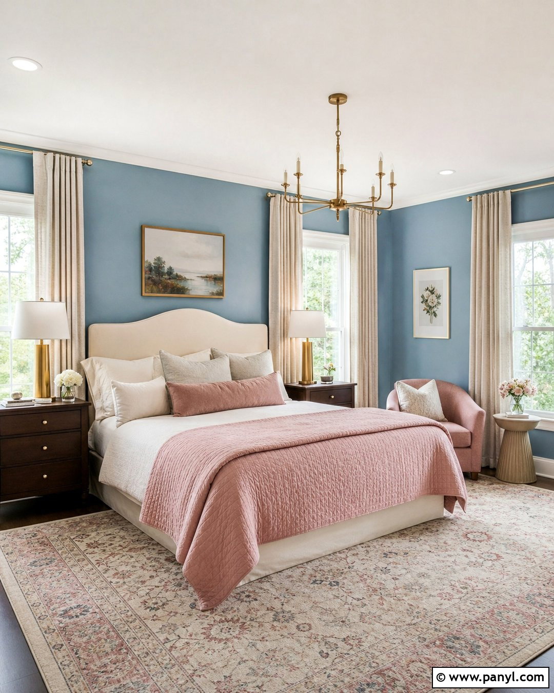 Sky Blue Bedroom Walls With Blush Bedding - 30 Sky Blue Walls