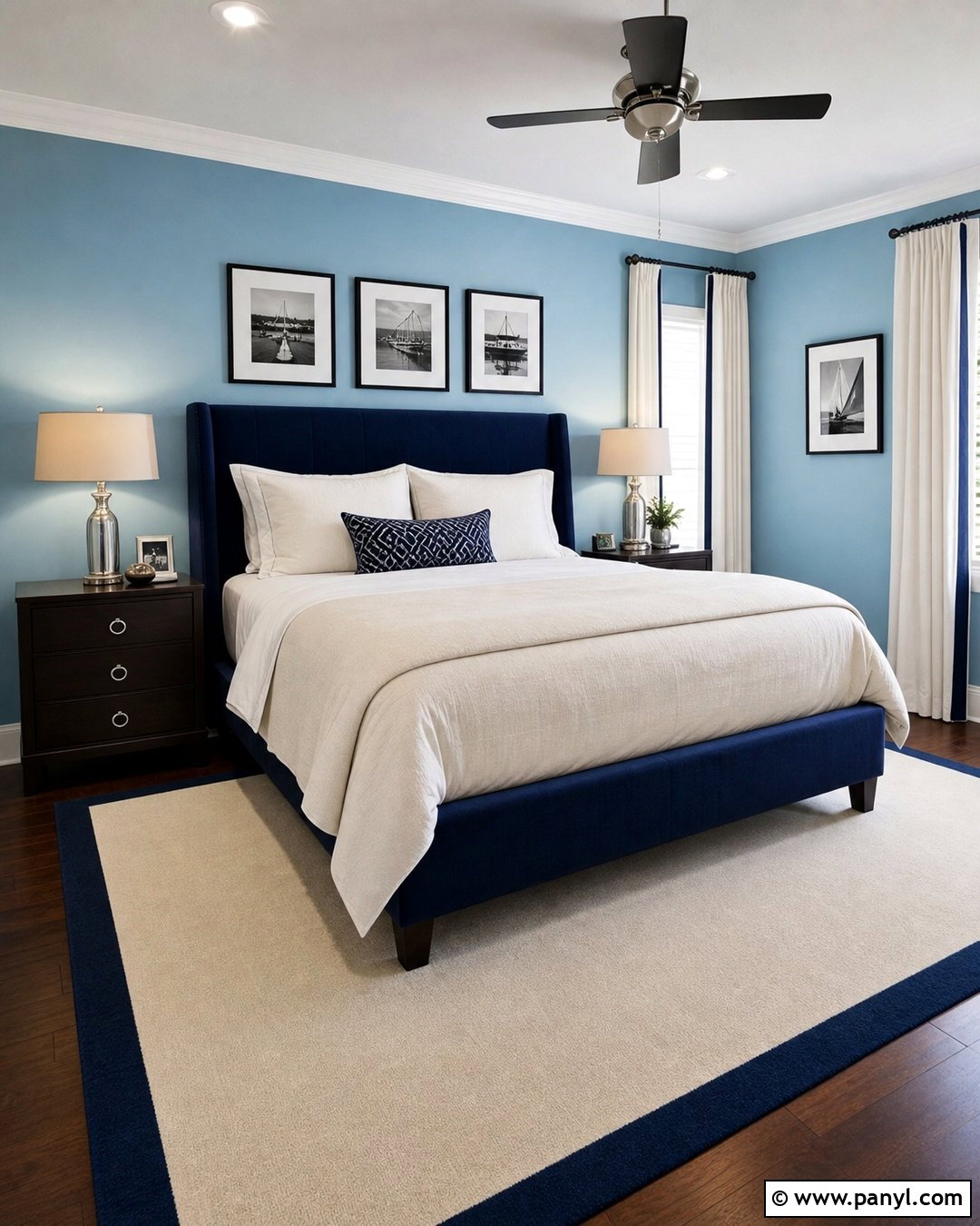 Sky Blue Bedroom Walls With Navy Accents - 30 Sky Blue Walls