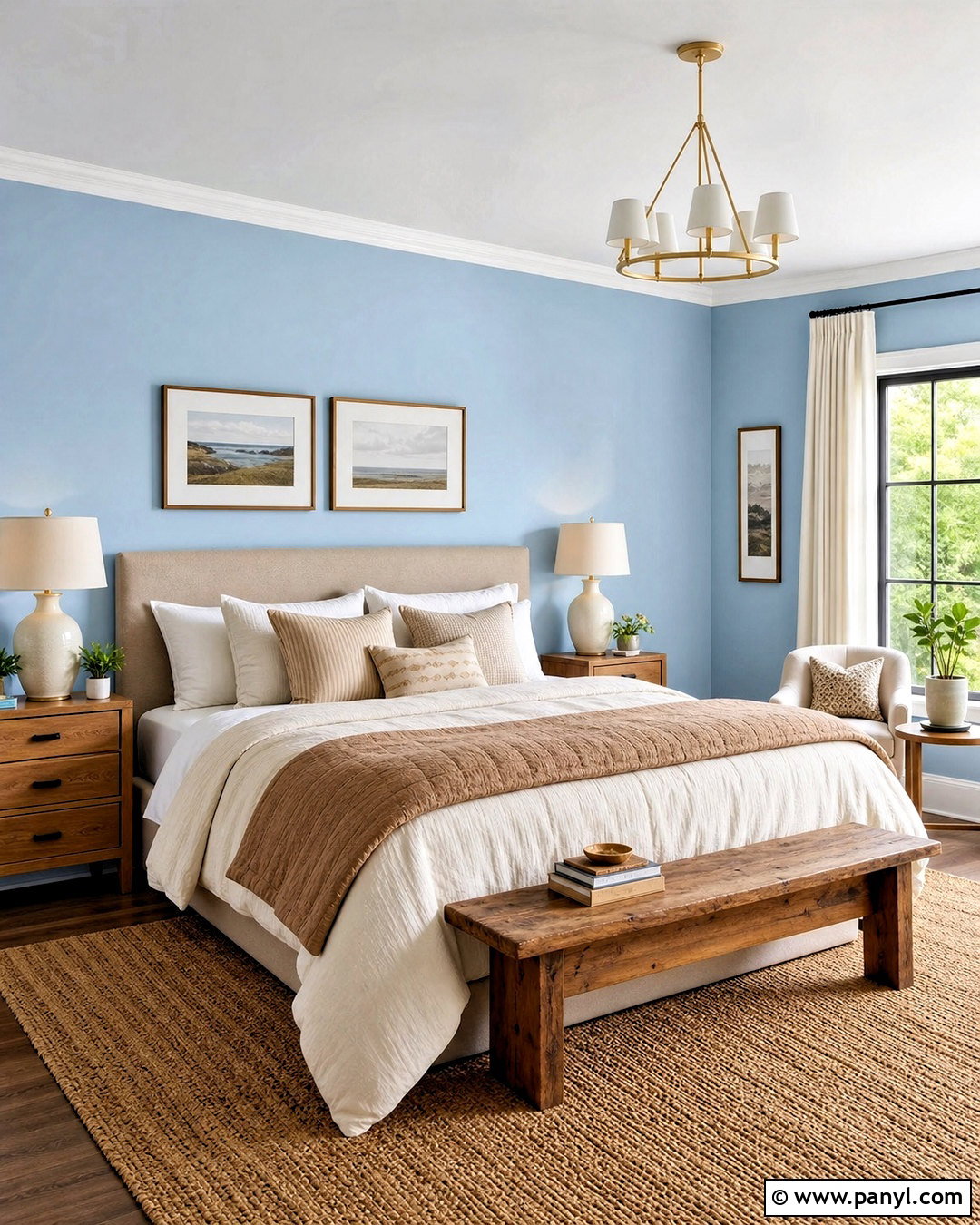 Sky Blue Bedroom With Beige Furniture - 20 sky blue wall ideas