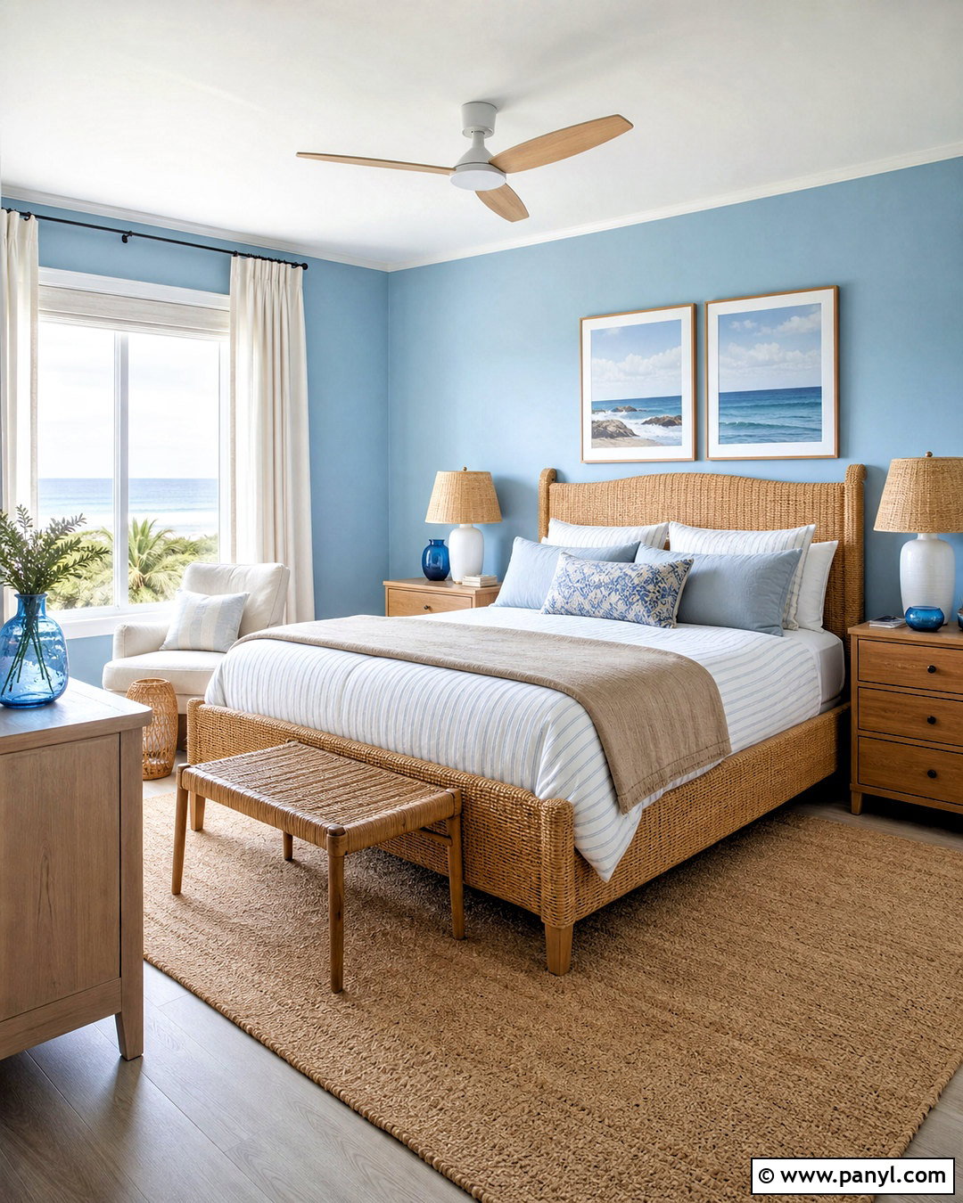 Sky Blue Bedroom With Coastal Decor - 20 bedroom ideas blue walls