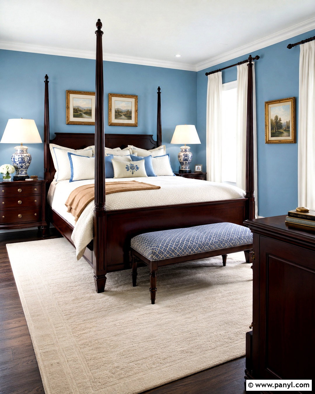 Sky Blue Bedroom With Dark Wood Furniture - 20 sky blue bedroom walls
