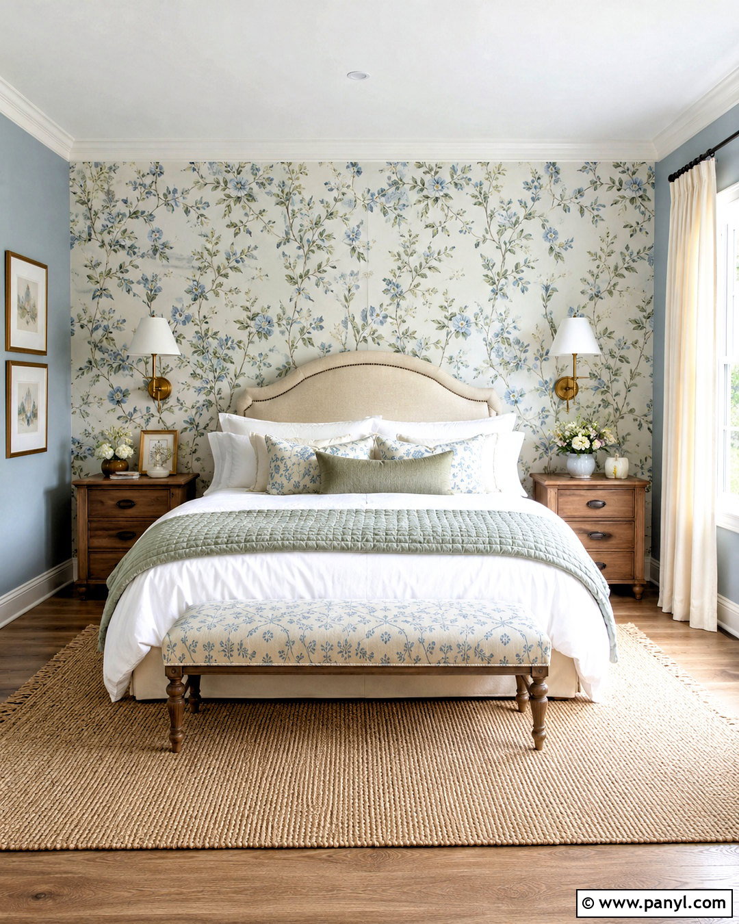 Sky Blue Bedroom With Floral Wallpaper - 20 sky blue bedroom walls