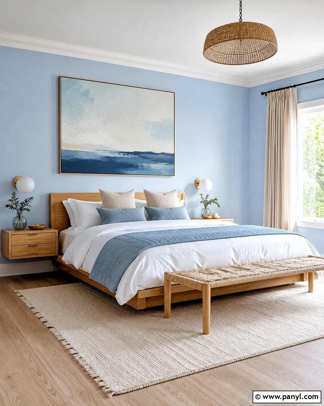 Sky Blue Bedroom With Light Oak Furniture - 20 sky blue bedroom walls