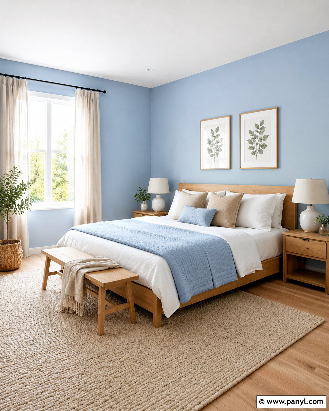 Sky Blue Bedroom With Light Oak Furniture - 20 blue colour bedroom ideas
