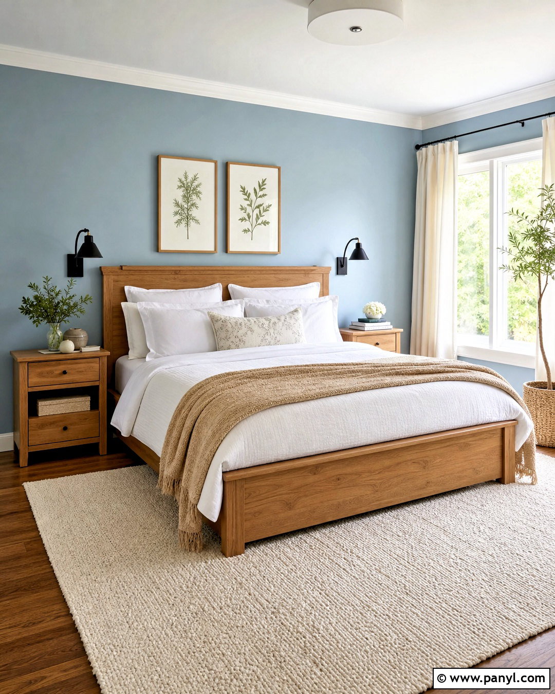 Sky Blue Bedroom With Warm Wood - 20 sky blue room ideas