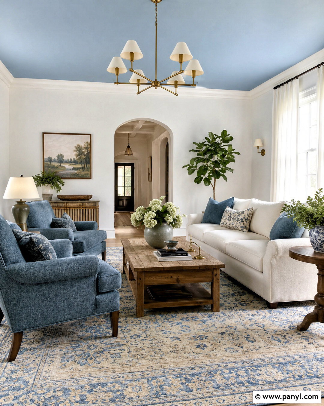 Sky Blue Ceiling Living Room - 20 White Walls With Blue Ceiling Ideas