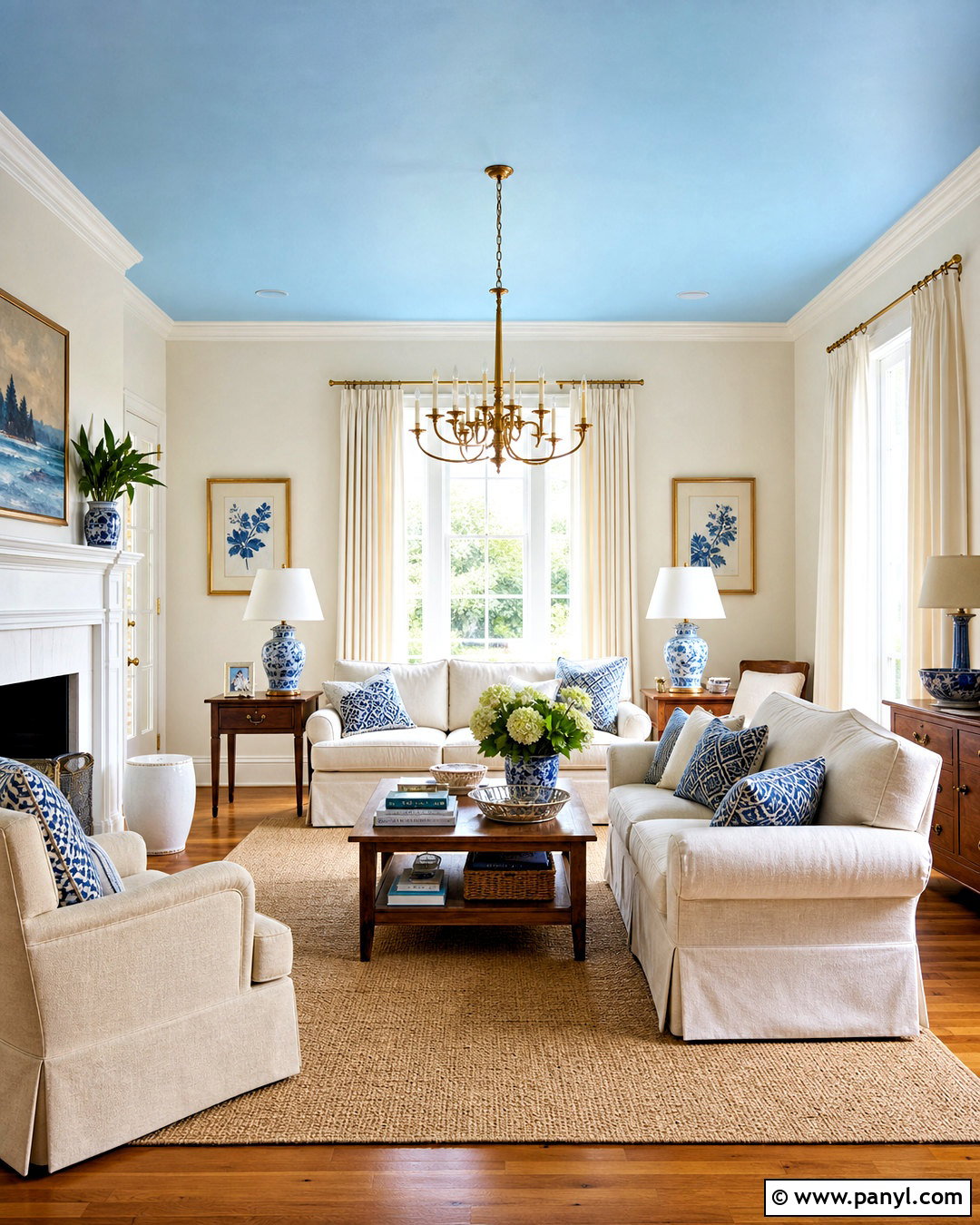 Sky Blue Ceiling With Neutral Walls - 20 sky blue room ideas