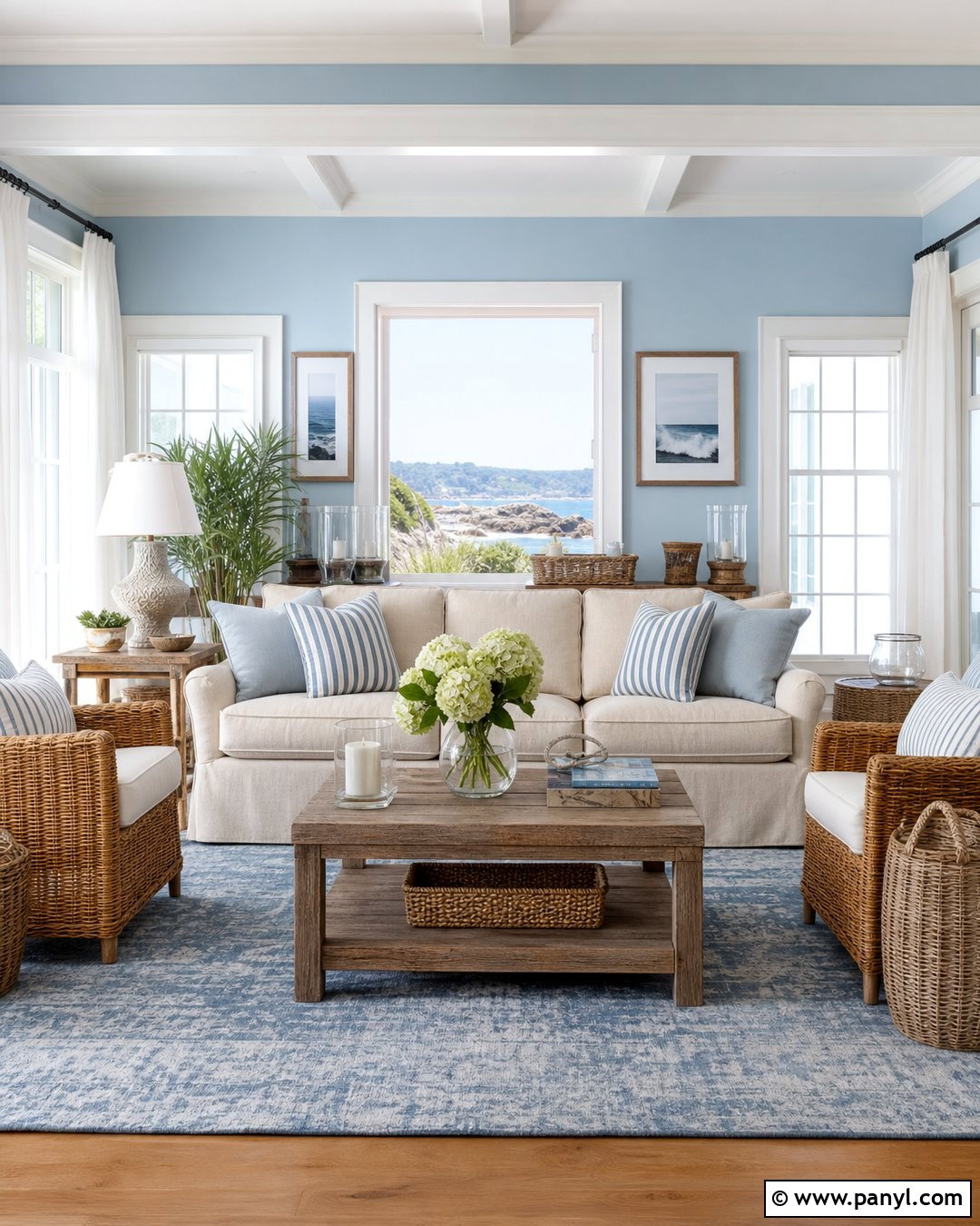 Sky Blue Coastal Living Room Walls - 30 Sky Blue Walls