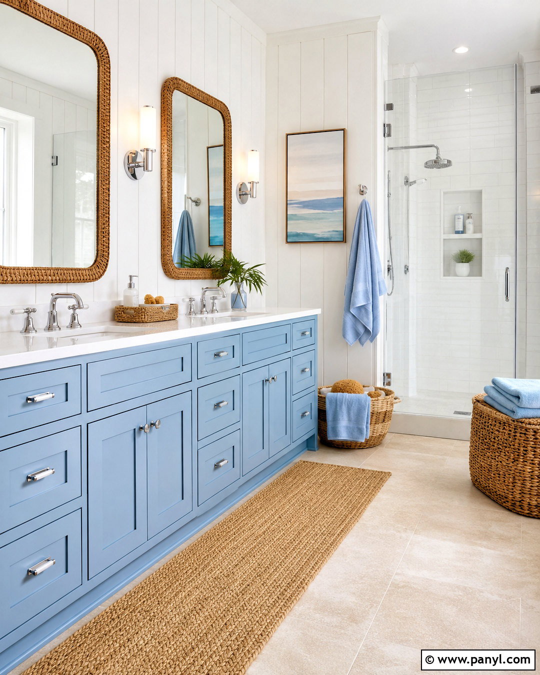 Sky Blue Coastal Vanity - 20 blue vanity bathroom ideas