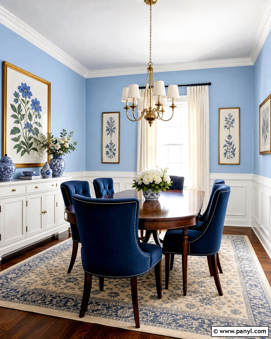 Sky Blue Dining Room With Navy Accents - 20 sky blue wall ideas