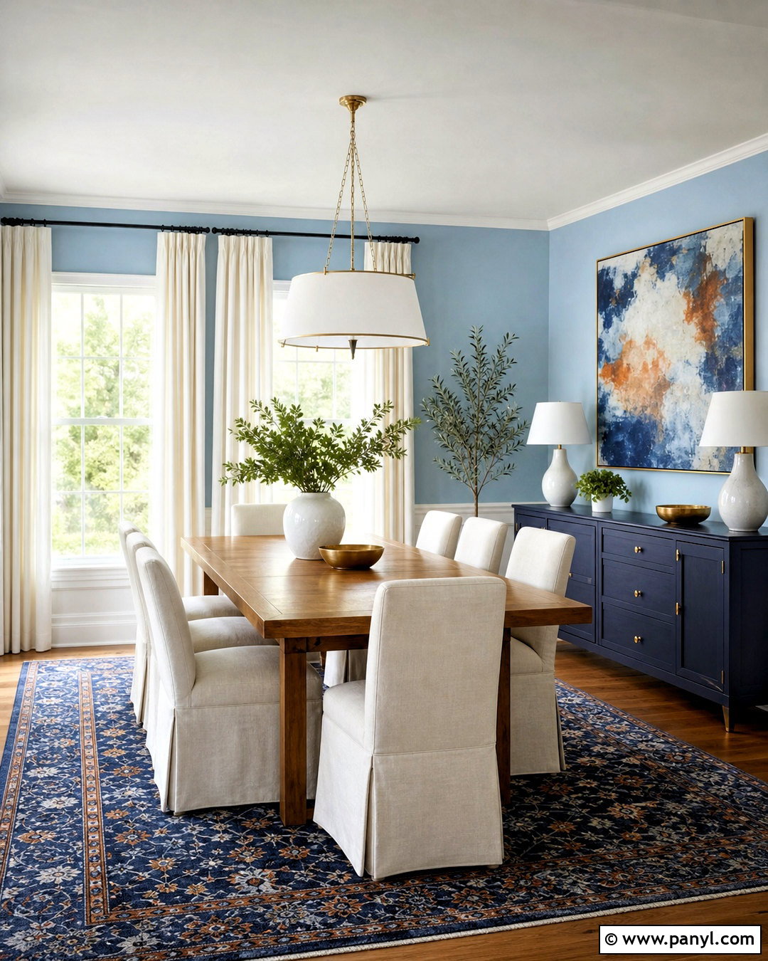 Sky Blue Dining Room With Navy Accents - 20 sky blue room ideas