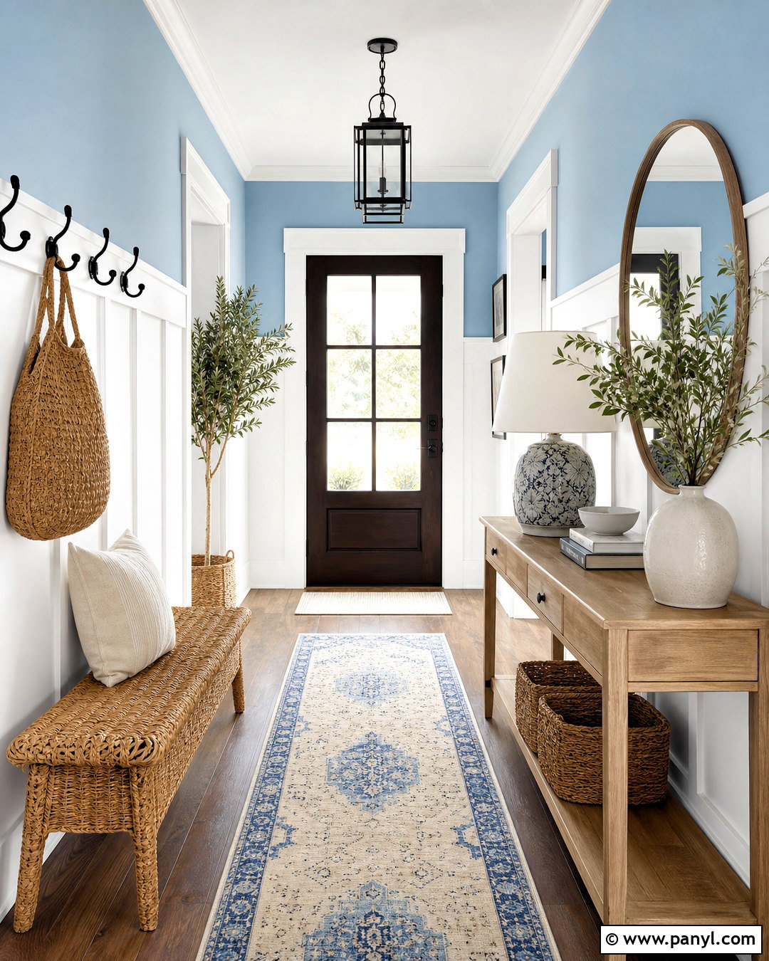 Sky Blue Entryway With Board And Batten - 20 sky blue wall ideas