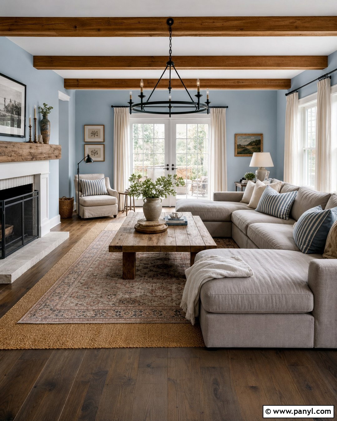 Sky Blue Farmhouse Living Room Walls - 30 Sky Blue Walls