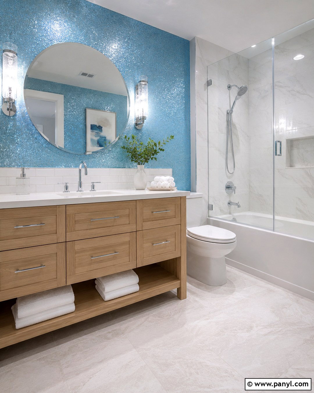 Sky Blue Glitter Bathroom Wall - 20 Blue Glitter Wall Paint Ideas