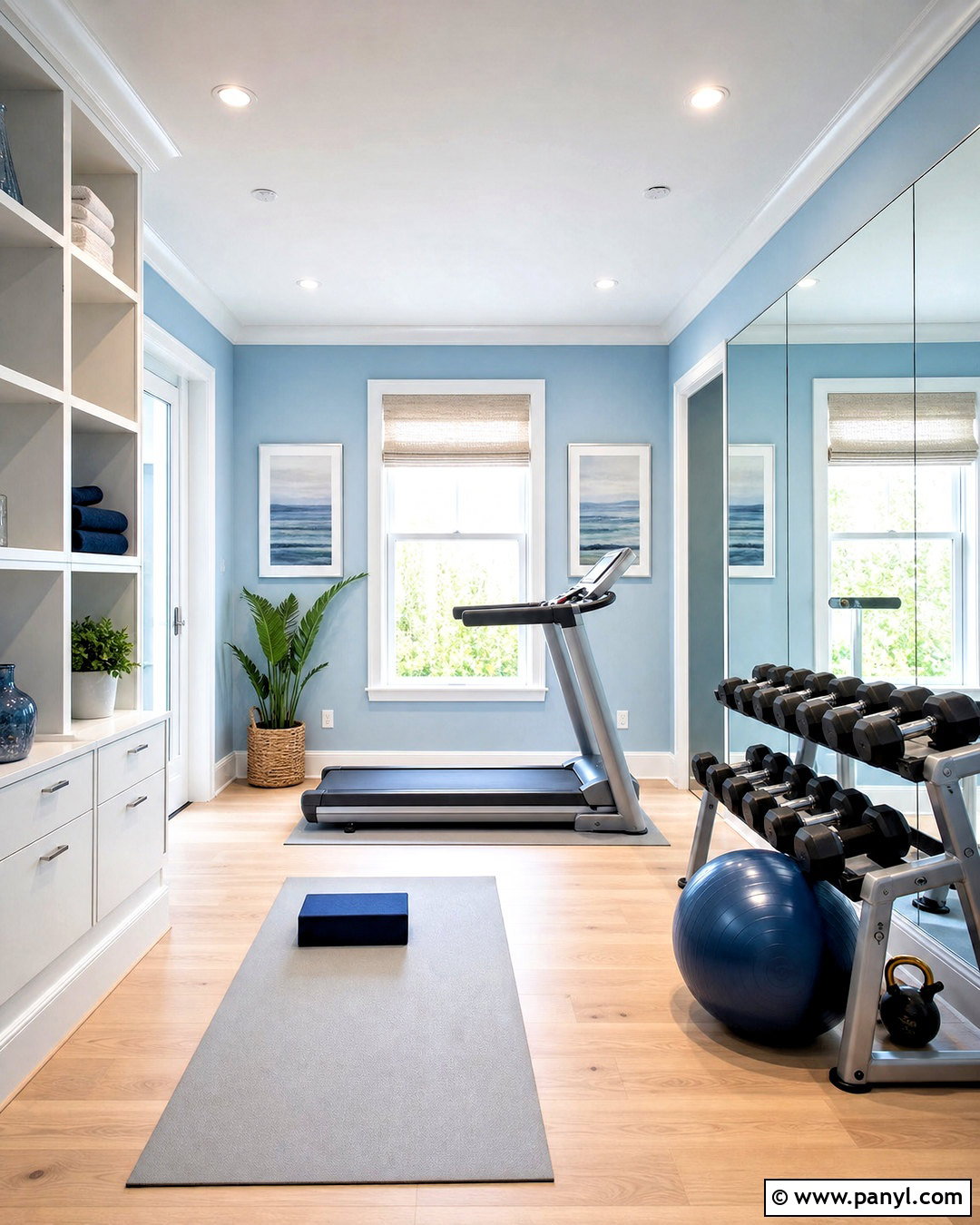 Sky Blue Home Gym - 20 home gym colors paint ideas