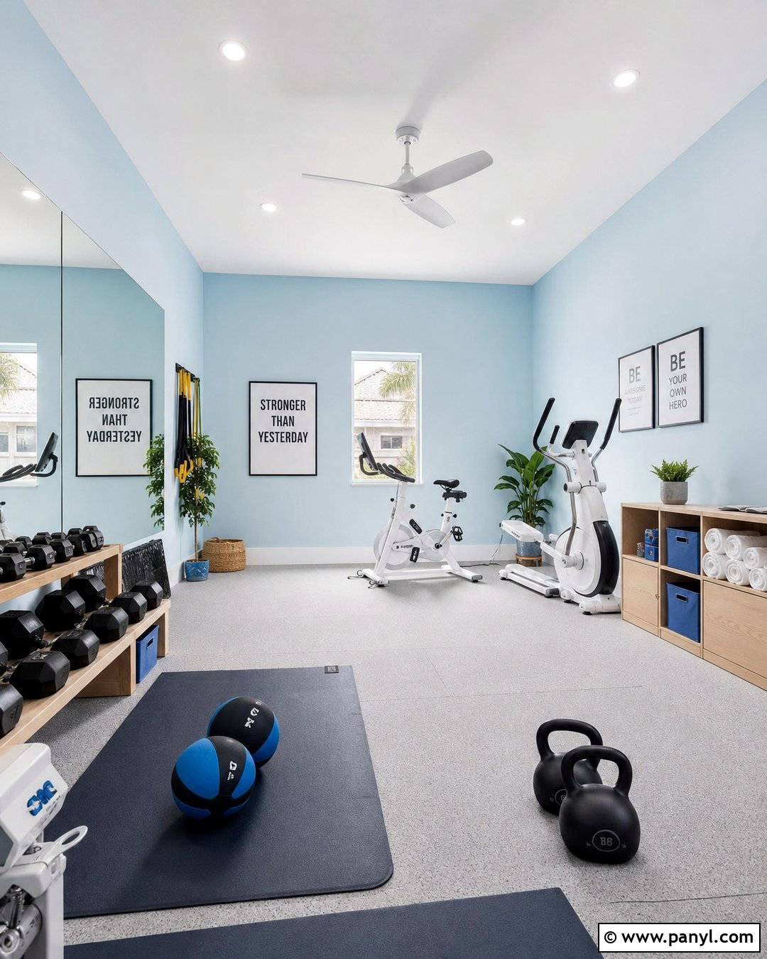 Sky Blue Home Gym Walls - 30 Home Gym Wall Color Ideas