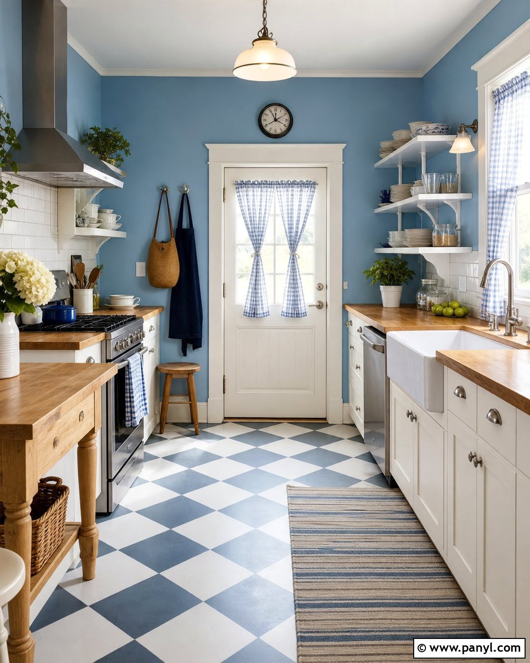 Sky Blue Kitchen Walls With Butcher Block Counters - 45 blue kitchen walls