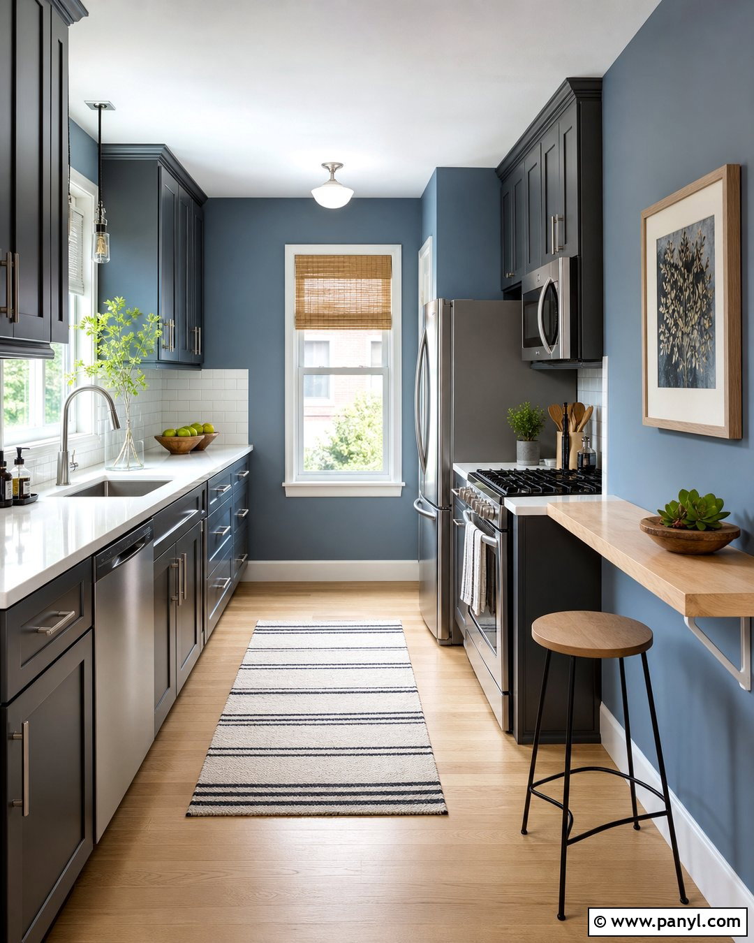 Sky Blue Kitchen Walls With Charcoal Cabinets - 20 Blue Kitchen Walls With Dark Cabinets