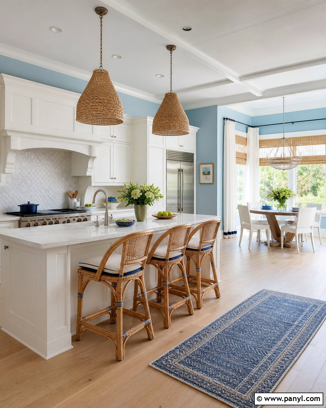 Sky Blue Kitchen Walls With Coastal Decor - 35 blue walls kitchen ideas