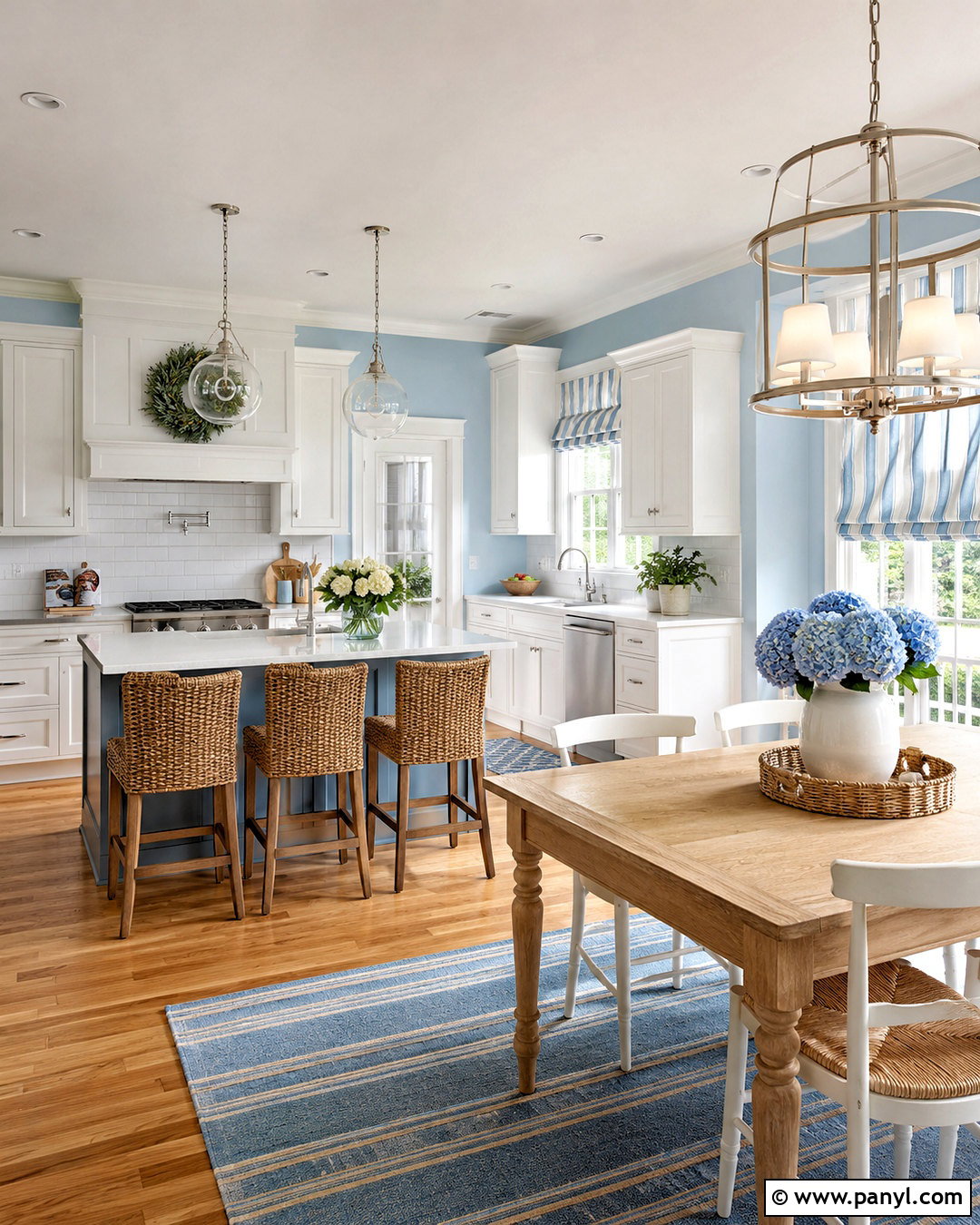 Sky Blue Kitchen Walls With White Cabinets - 40 kitchen wall color ideas