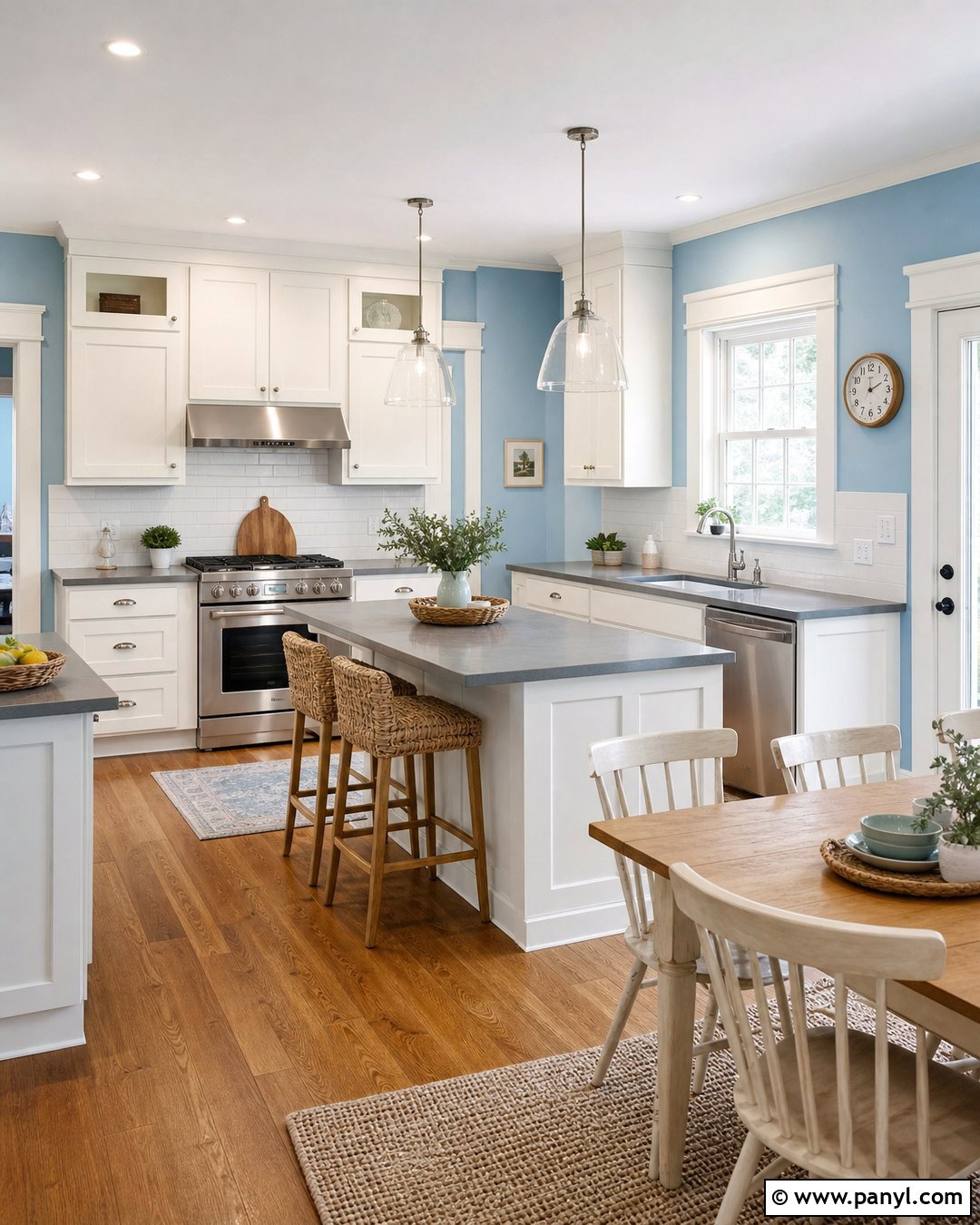 Sky Blue Kitchen Walls With White Cabinets - 30 Sky Blue Walls