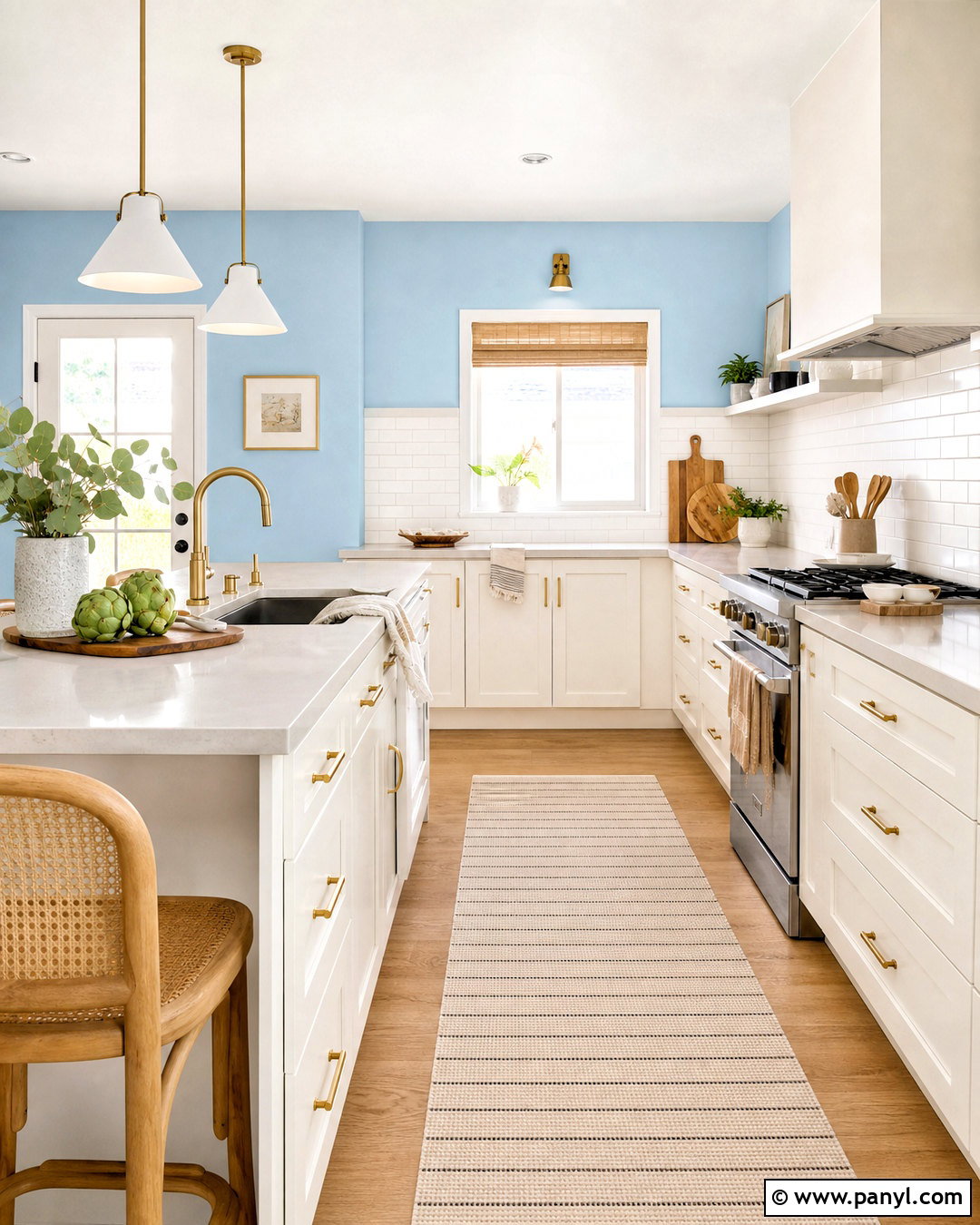 Sky Blue Kitchen With White Cabinets - 20 sky blue wall ideas